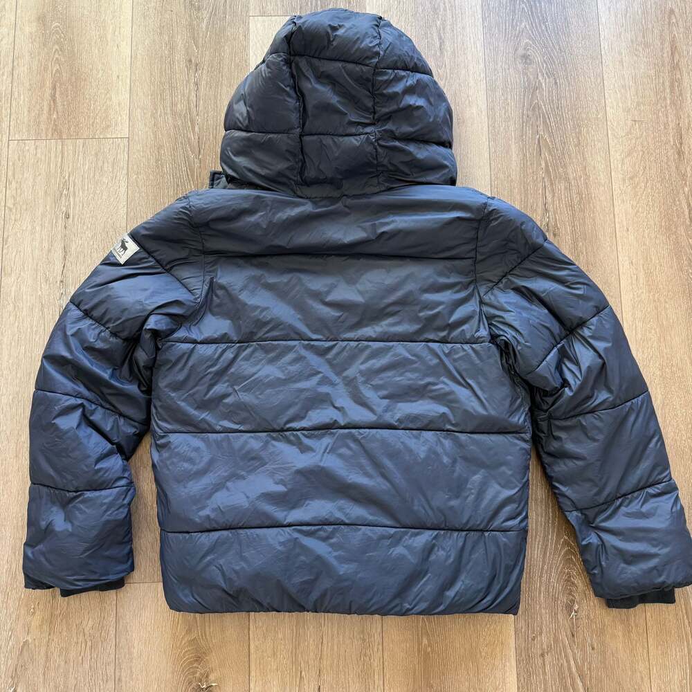 Abercrombie Kids Hooded Sherpa Lined Puffer Jacket Navy Blue Size 13/14 - Picture 5 of 5